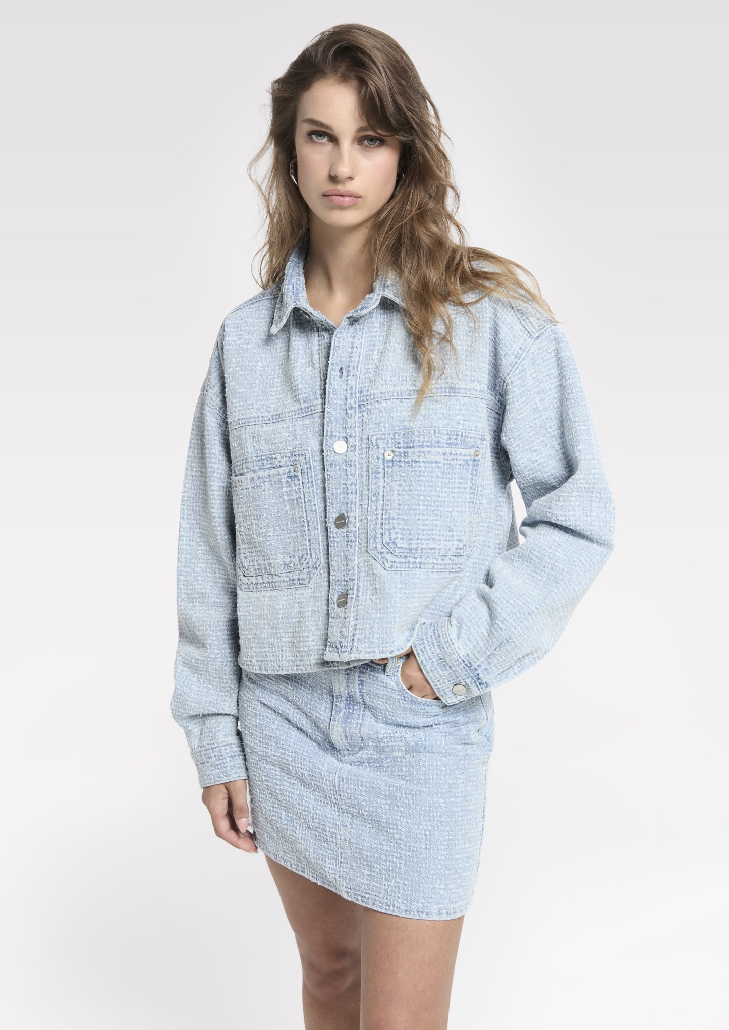 Mini Skirt With Allover Distressed