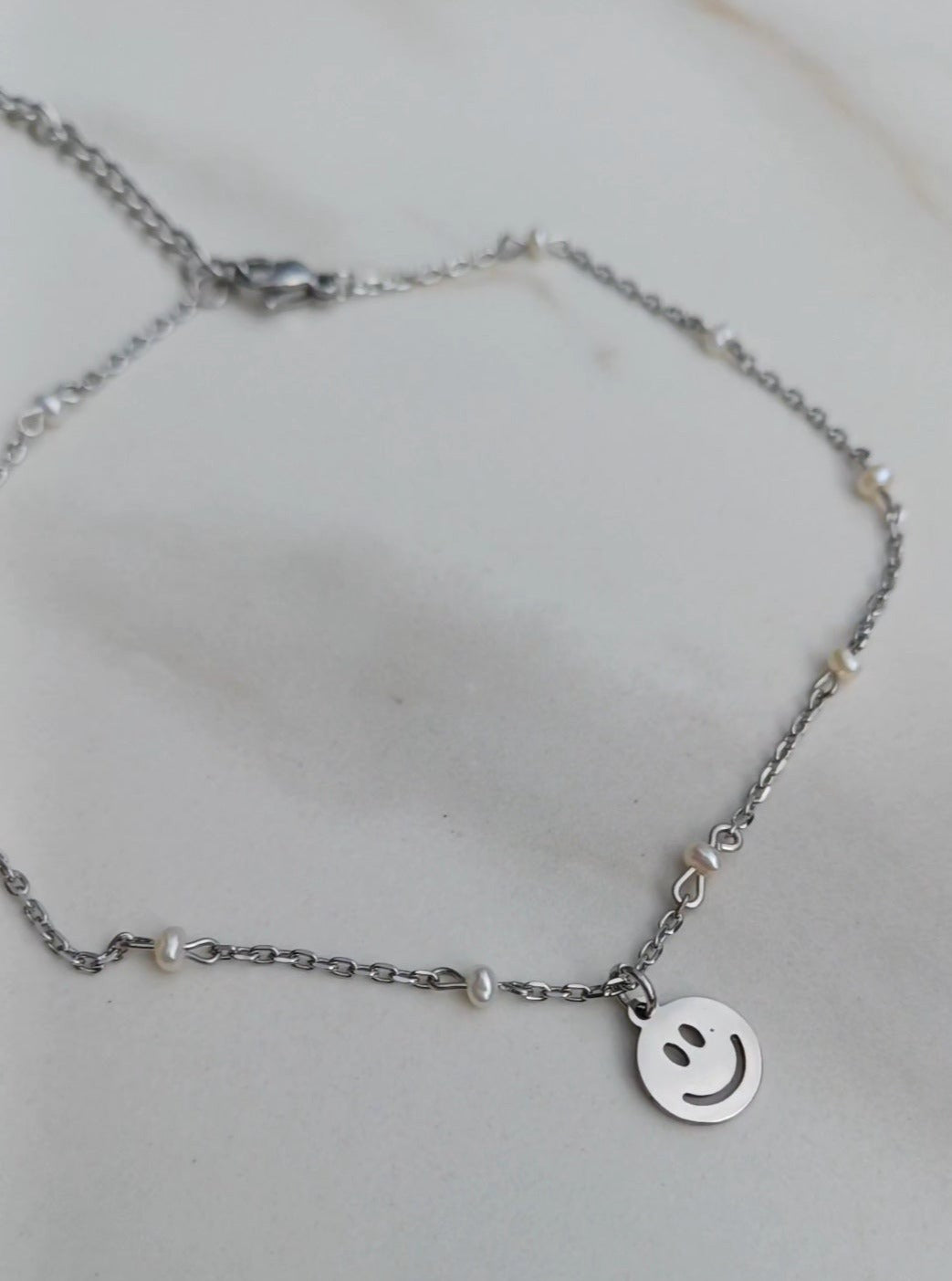 Silver anklet smiley