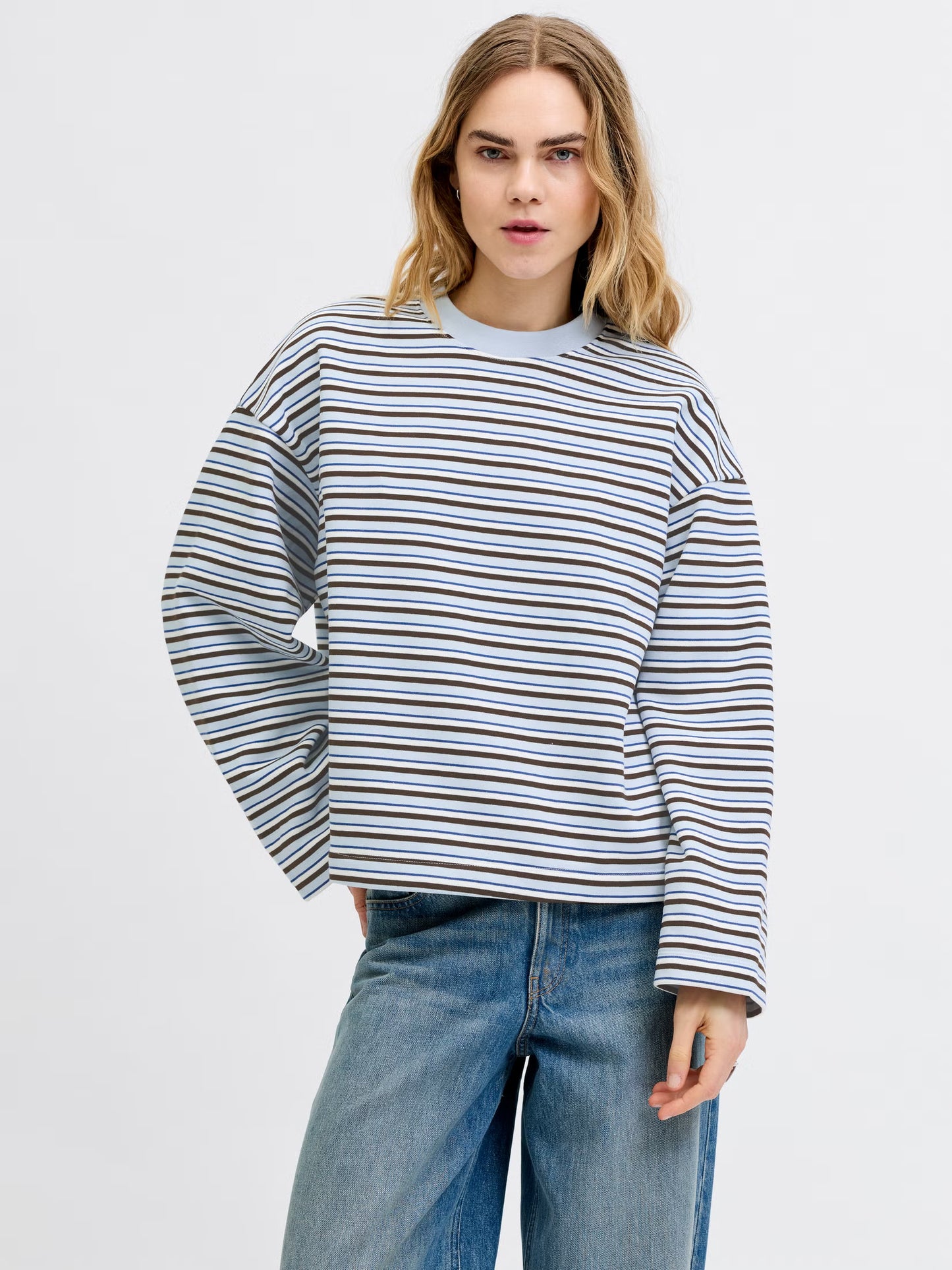 JXEA SOPHIA BOXY STRIPE CREW SWT EXP LN