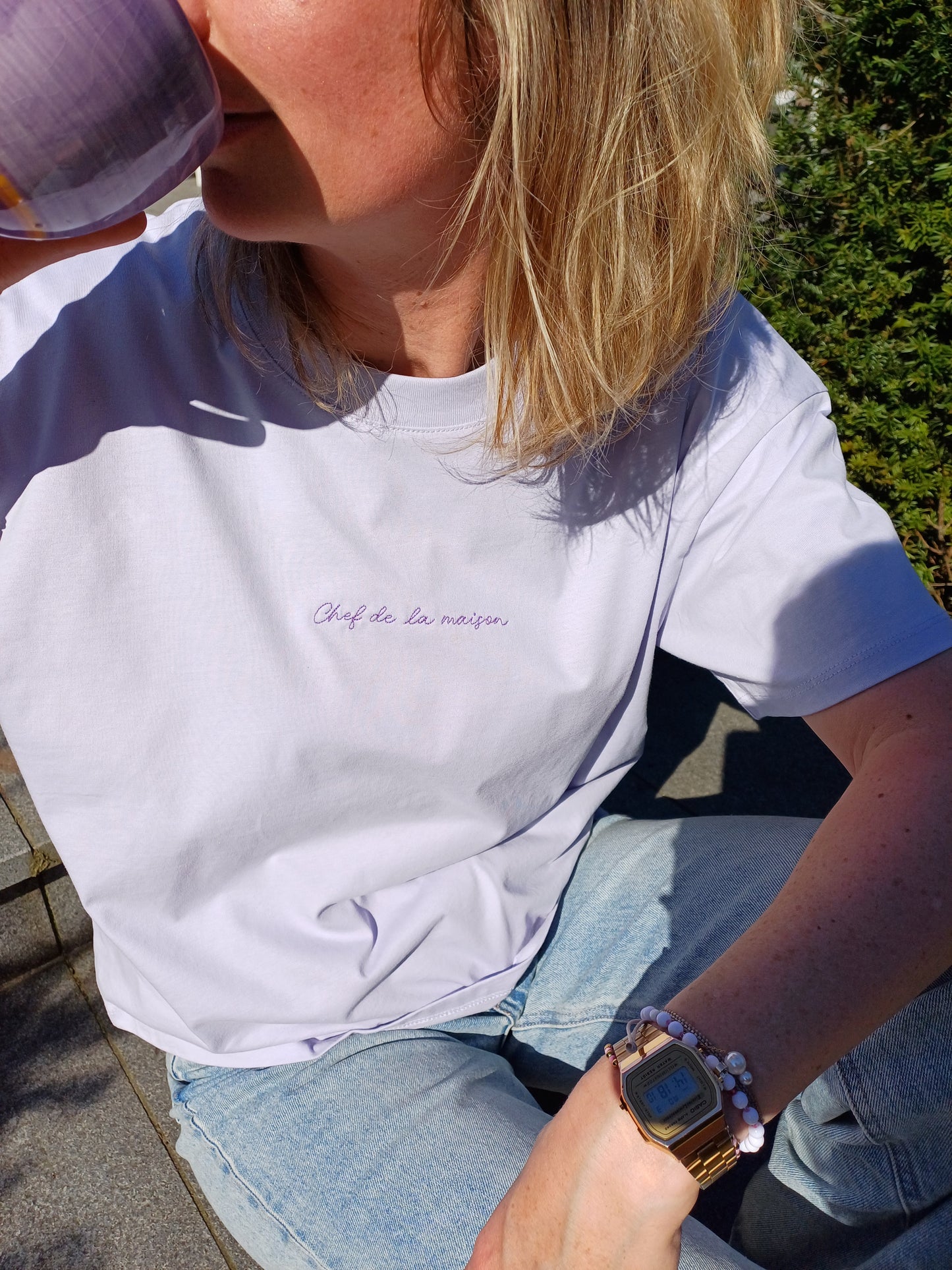 T-shirt 'Chef de la maison' soft lavender