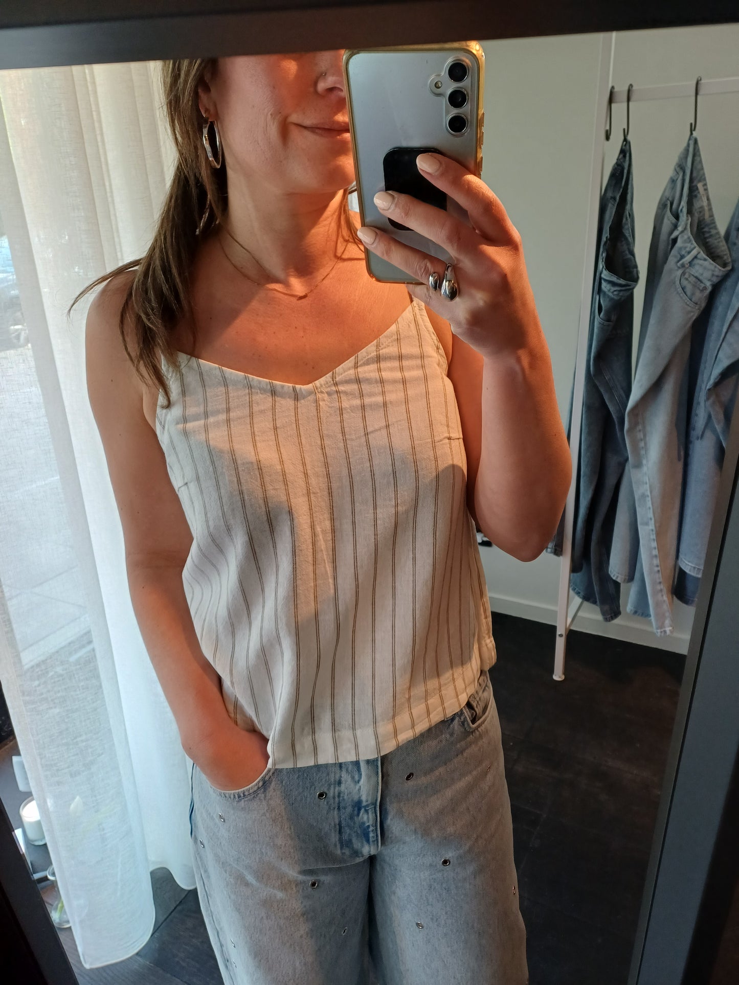 JXALMIRA LINEN BLEND SINGLET TOP WVN