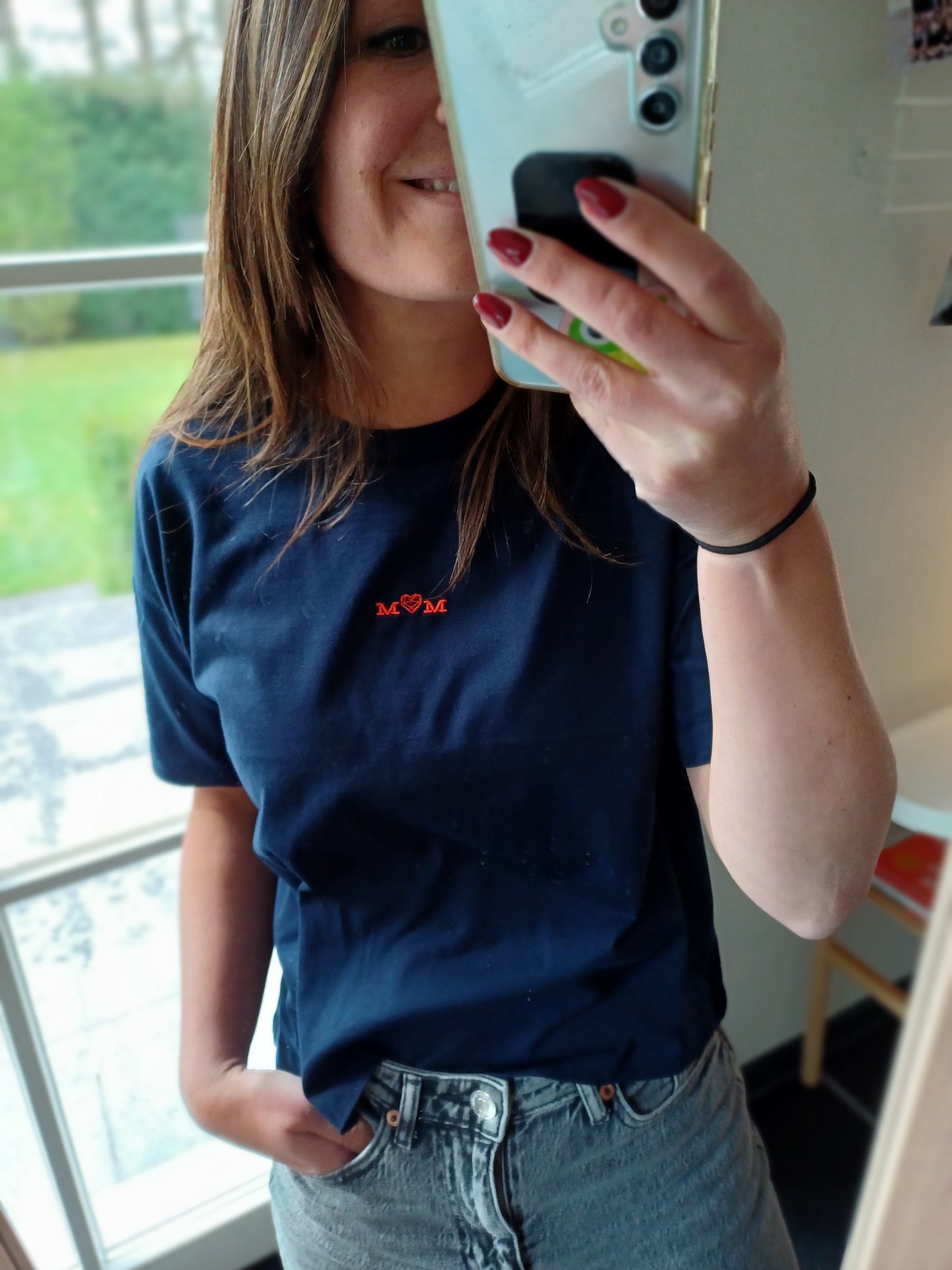 Boxy t-shirt MOM navy blue