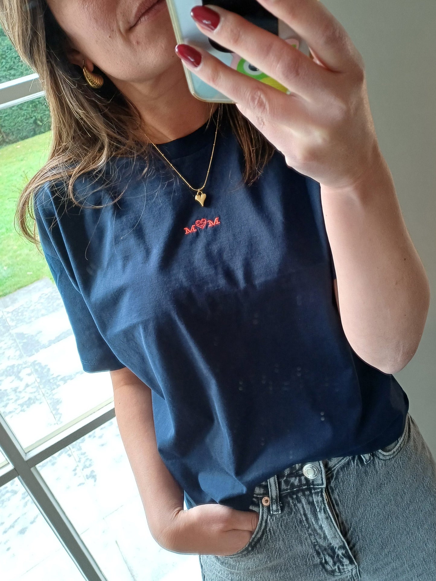 Boxy t-shirt MOM navy blue