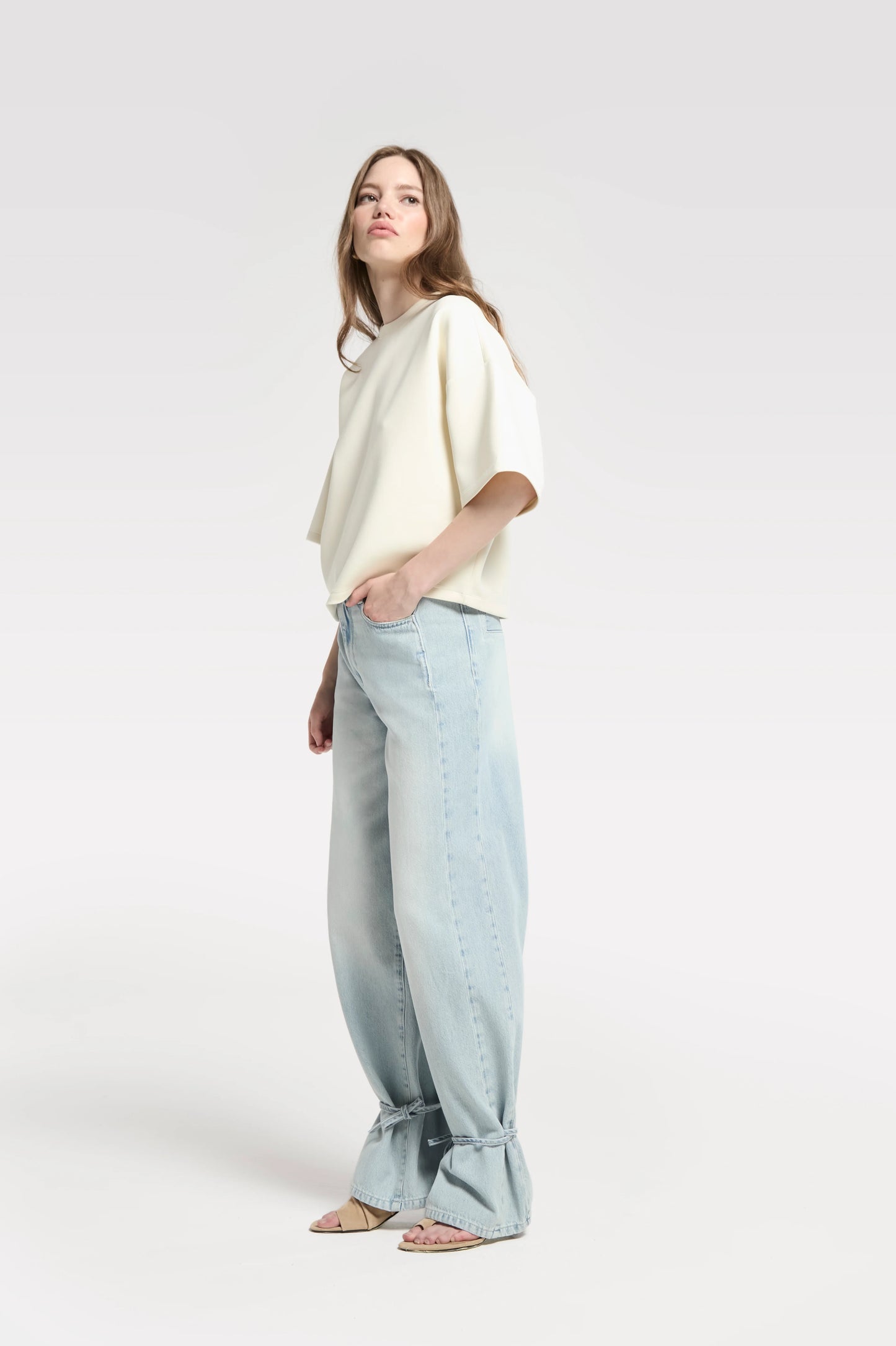 Tailored Straight Jeans With Knot Detail