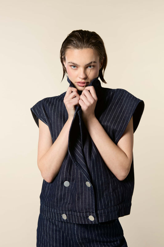Oversized Waistcoat With Pinstripe