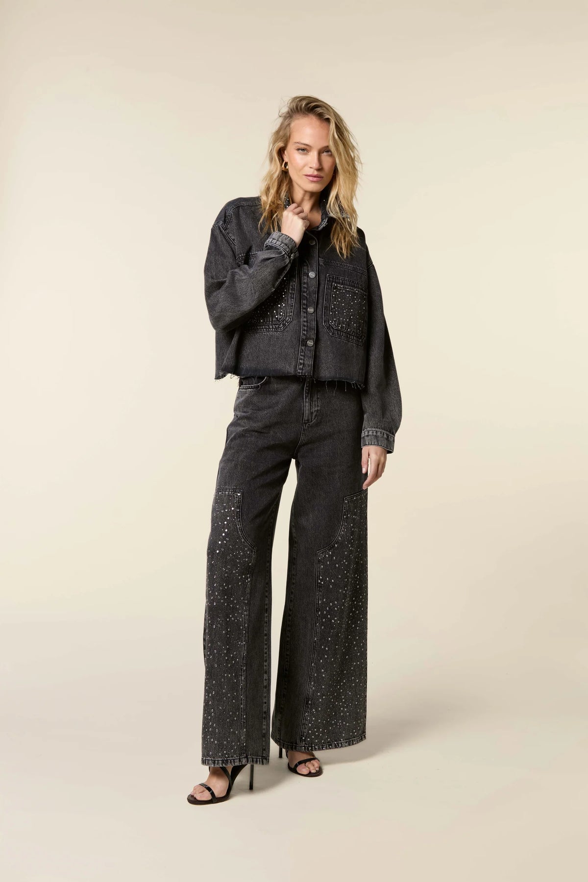 Palazzo Jeans With Strass