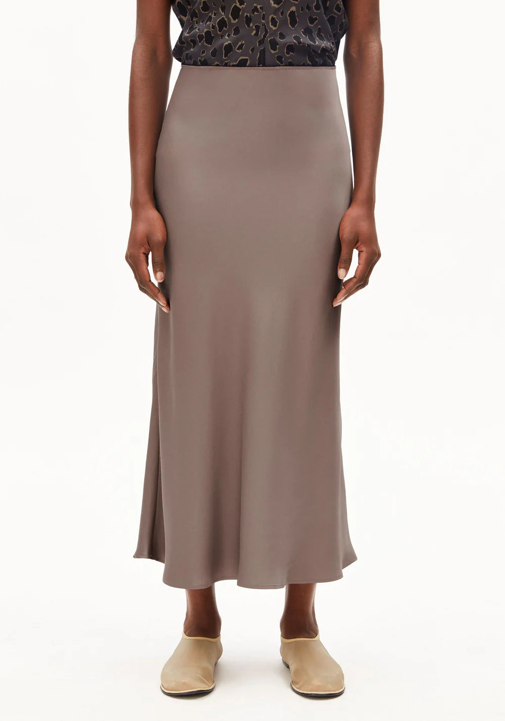 Lenovaa satin slip-skirt (walnut color)