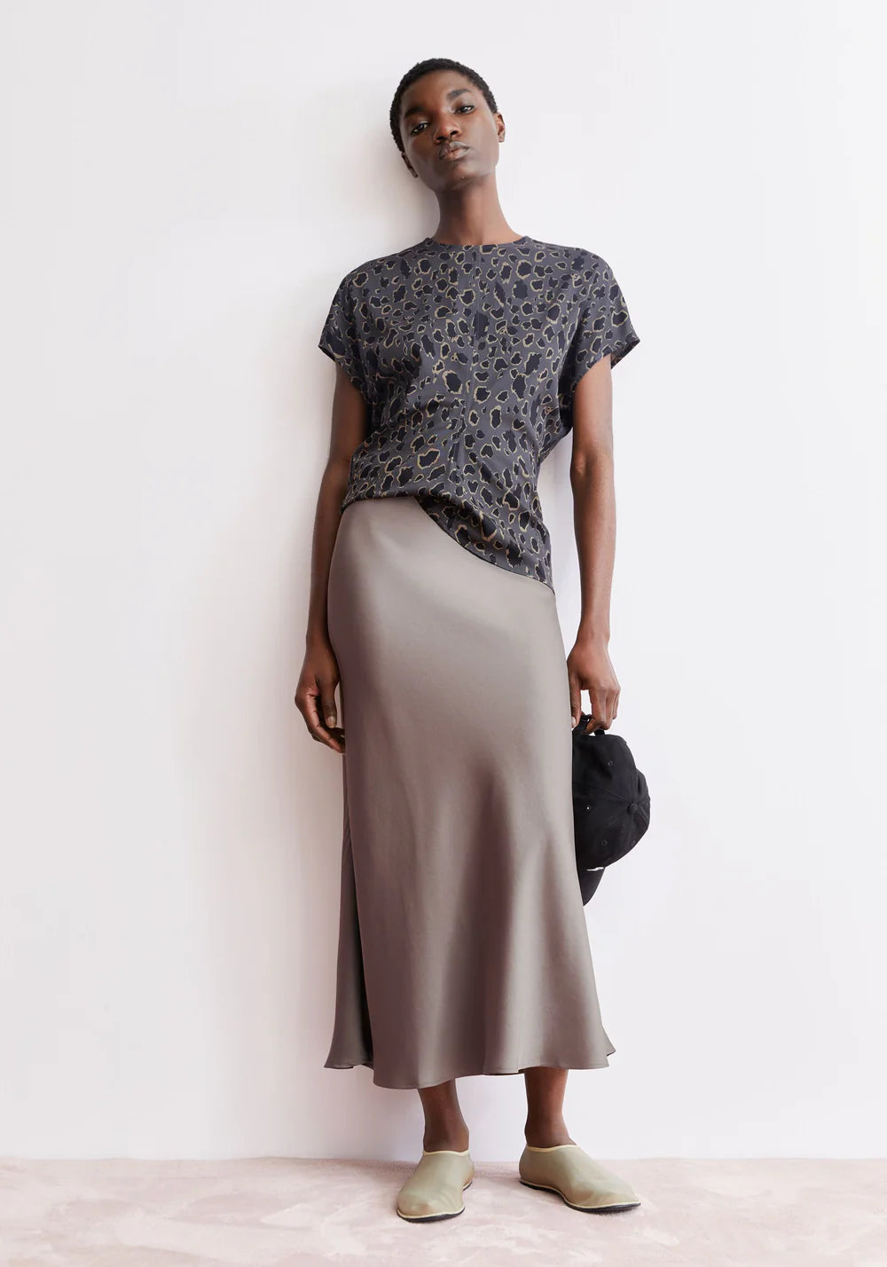 Lenovaa satin slip-skirt (walnut color)