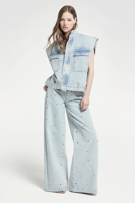 Palazzo Jeans With Eyelets