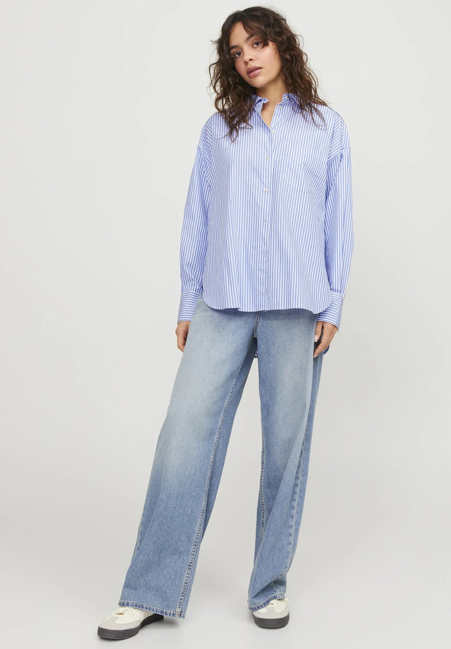 JXJAMIE LS RELAXED POPLIN SHIRT WVN NOOS blauw