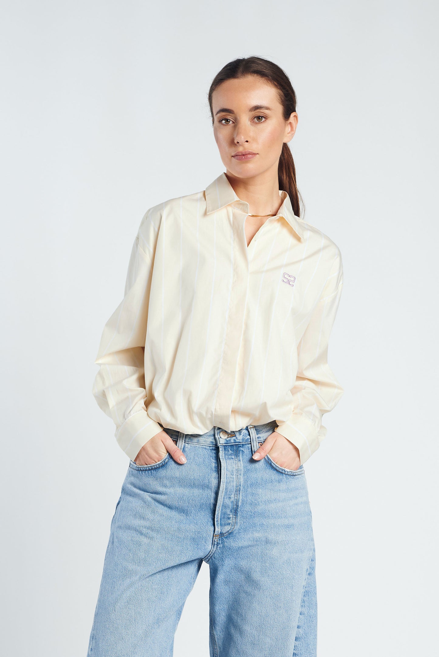 Feline Blouse-Yellow Stripe