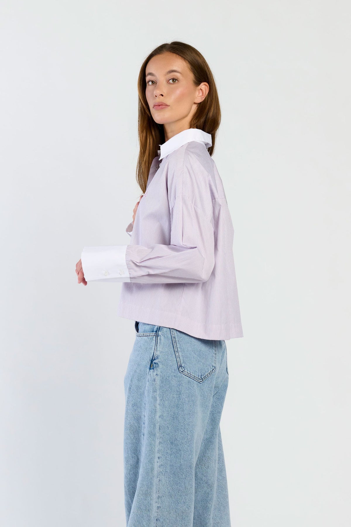 Paula Blouse- pink purple stripe