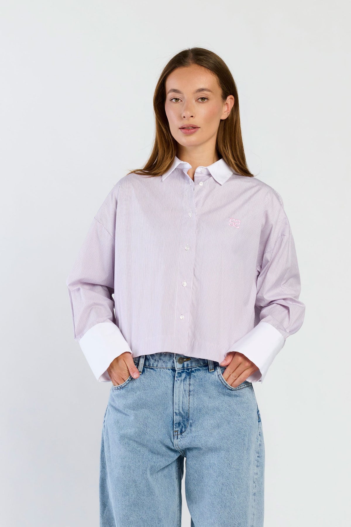 Paula Blouse- pink purple stripe