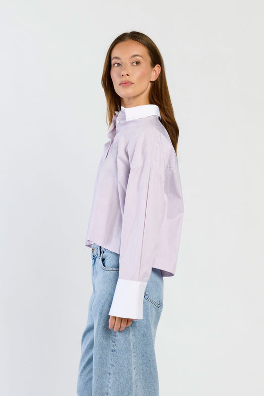 Paula Blouse- pink purple stripe