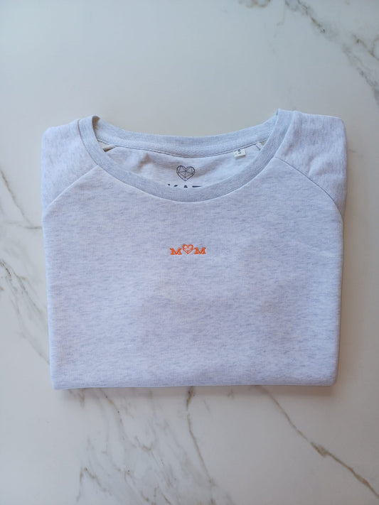 MOM sweater (grey & coral)