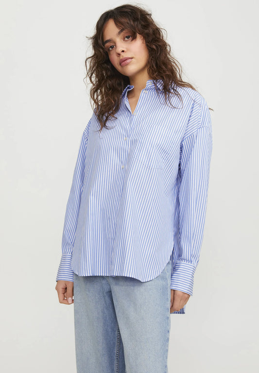JXJAMIE LS RELAXED POPLIN SHIRT WVN NOOS blauw