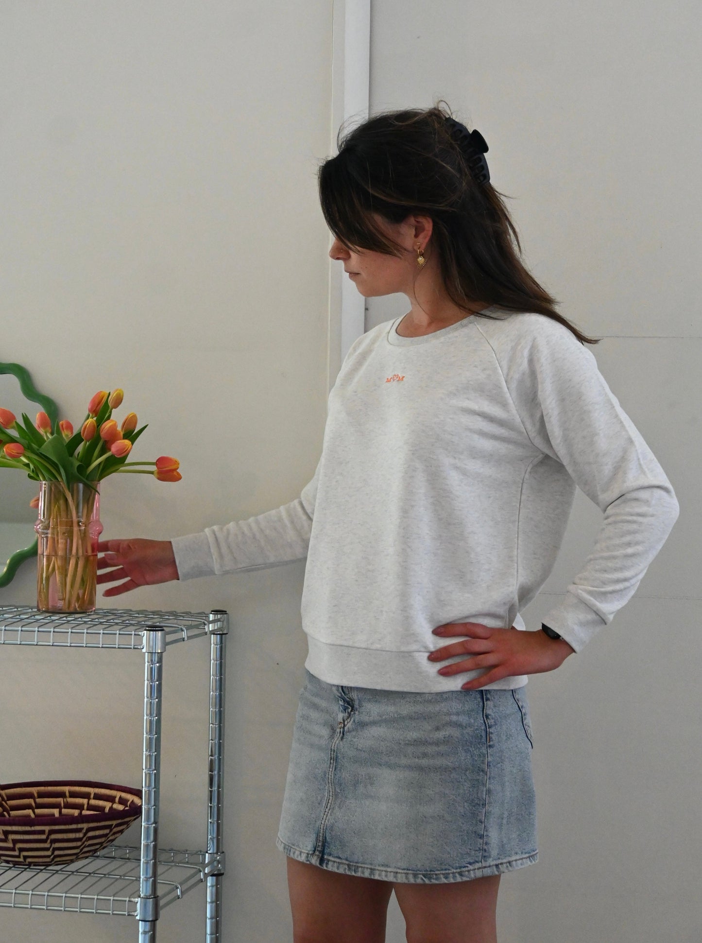 MOM sweater (grey & coral)