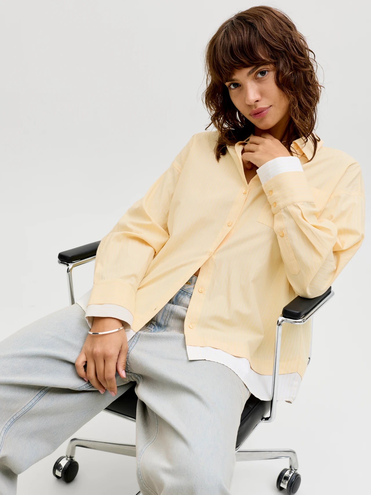 JXCARO POPLIN LS DOUBLE SHIRT WVN