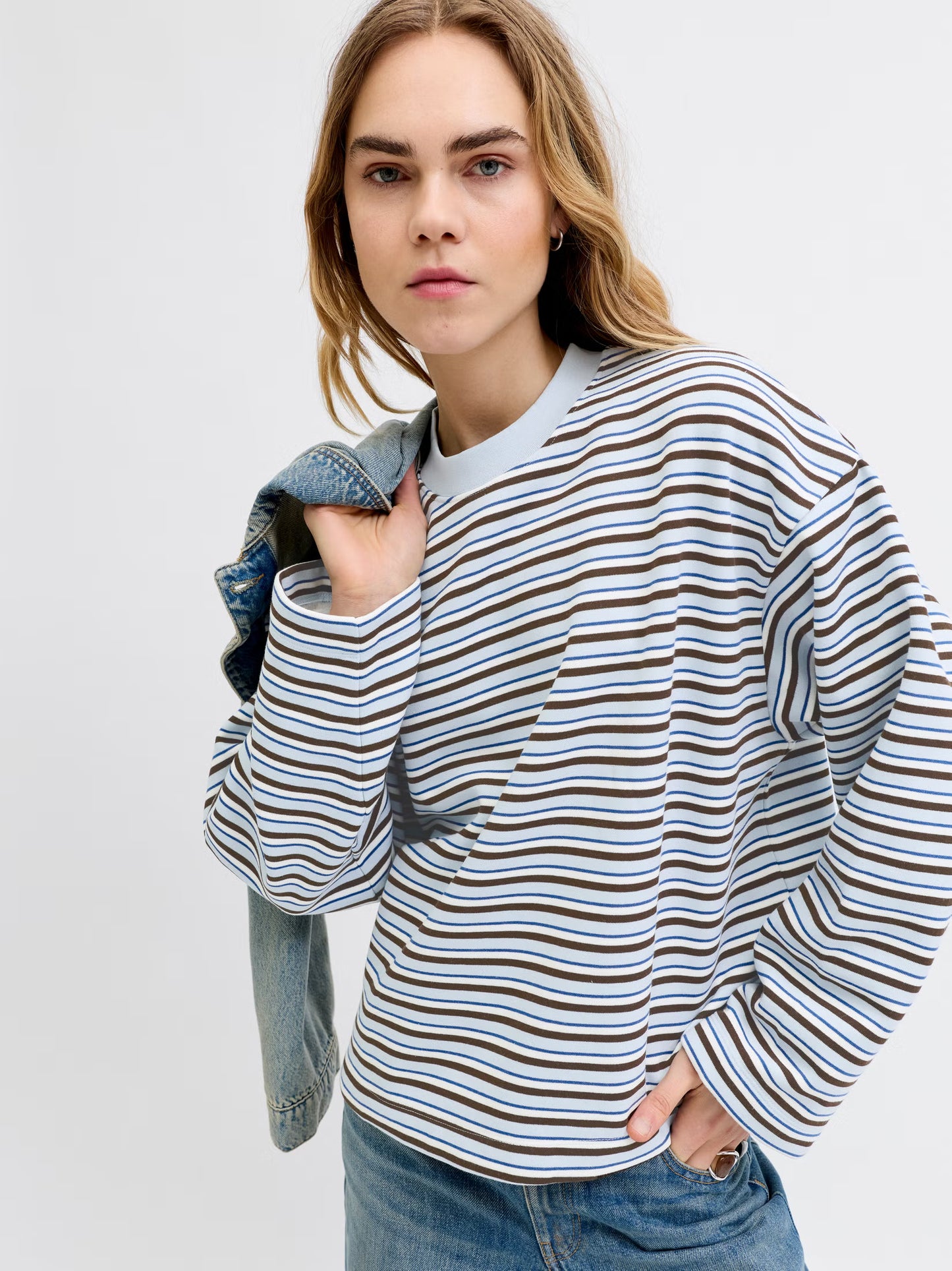 JXEA SOPHIA BOXY STRIPE CREW SWT EXP LN