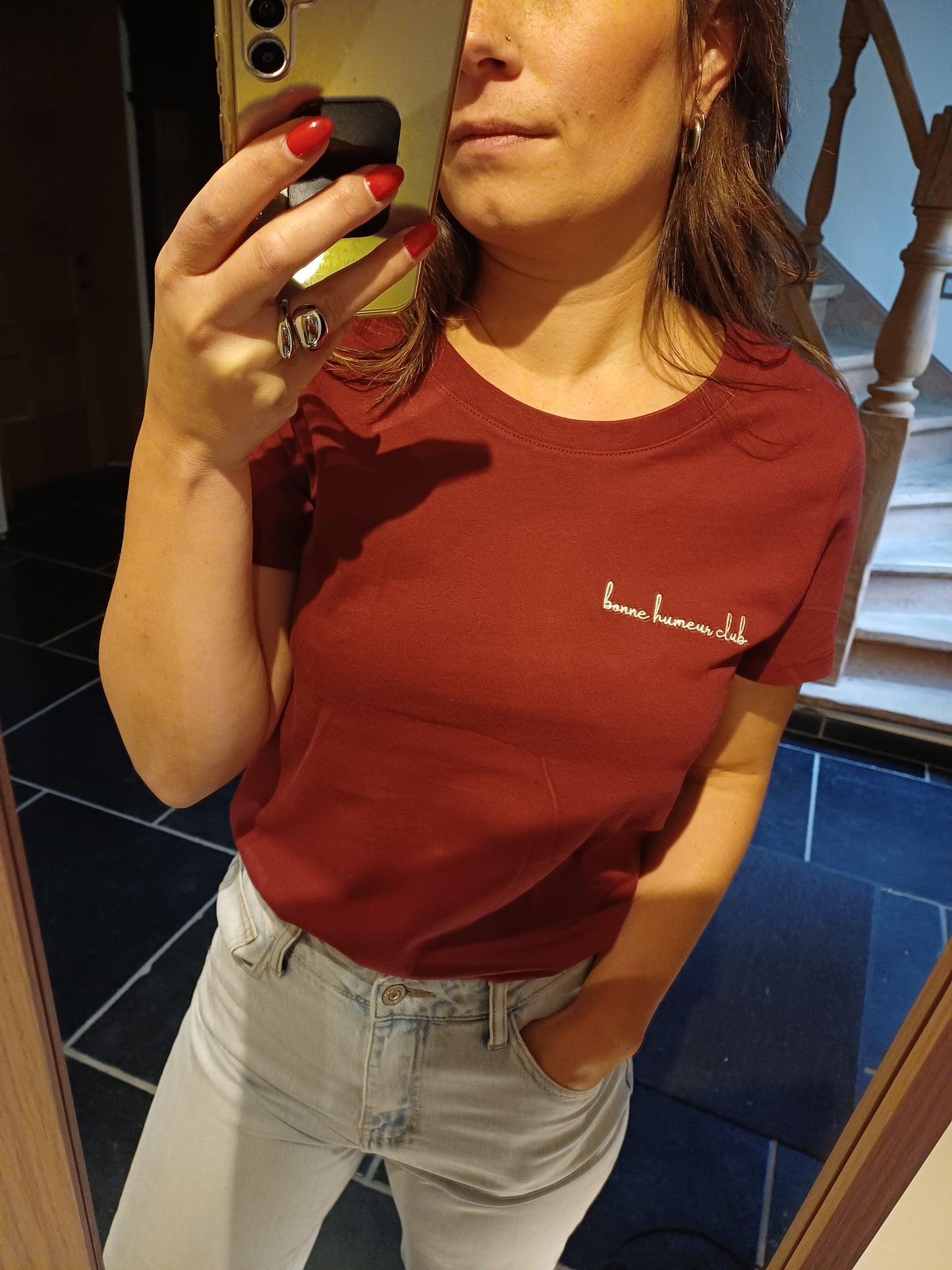 T-shirt bonne humeur - classic fit burgundy
