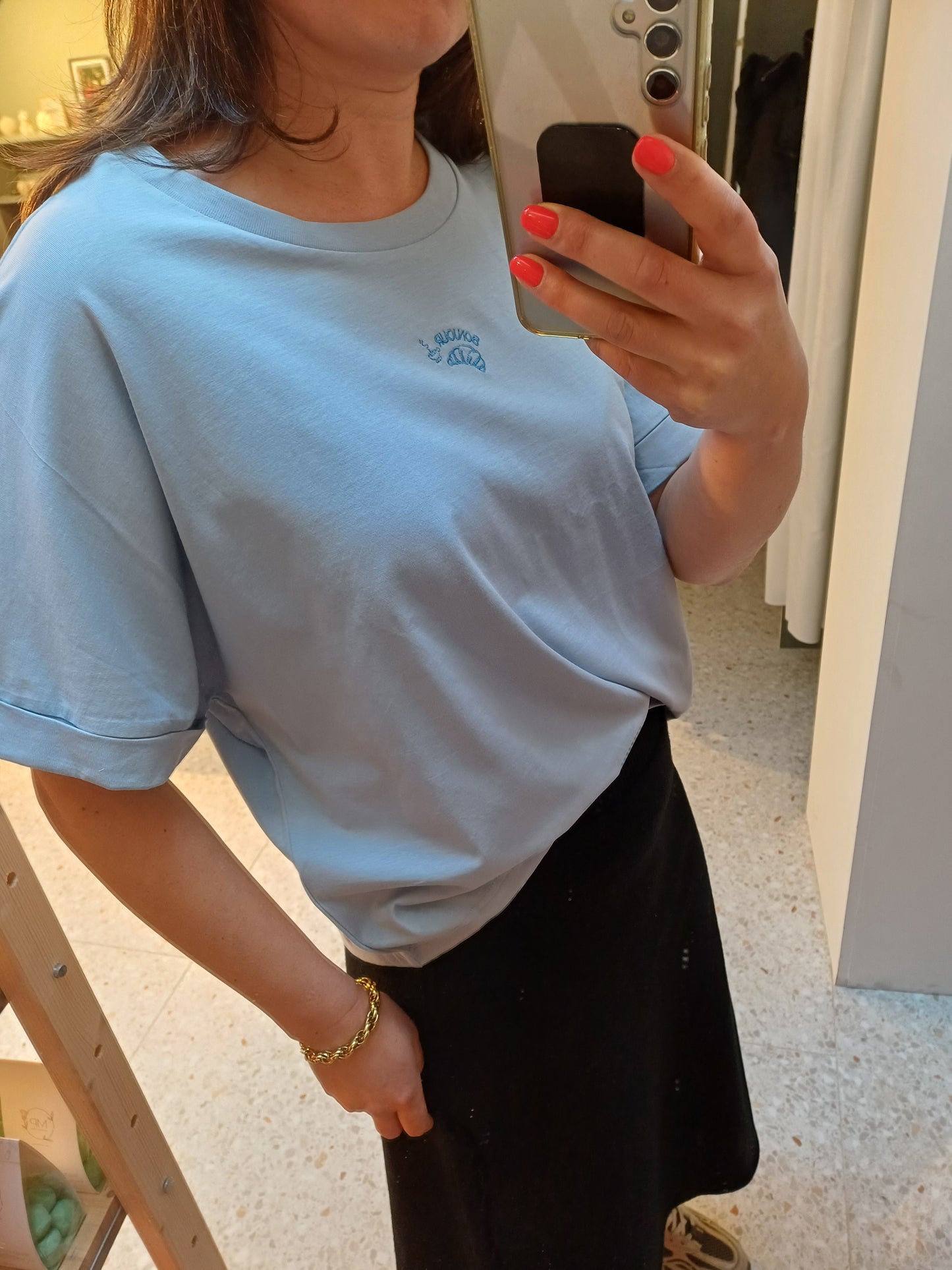 T-shirt BONJOUR soft blue