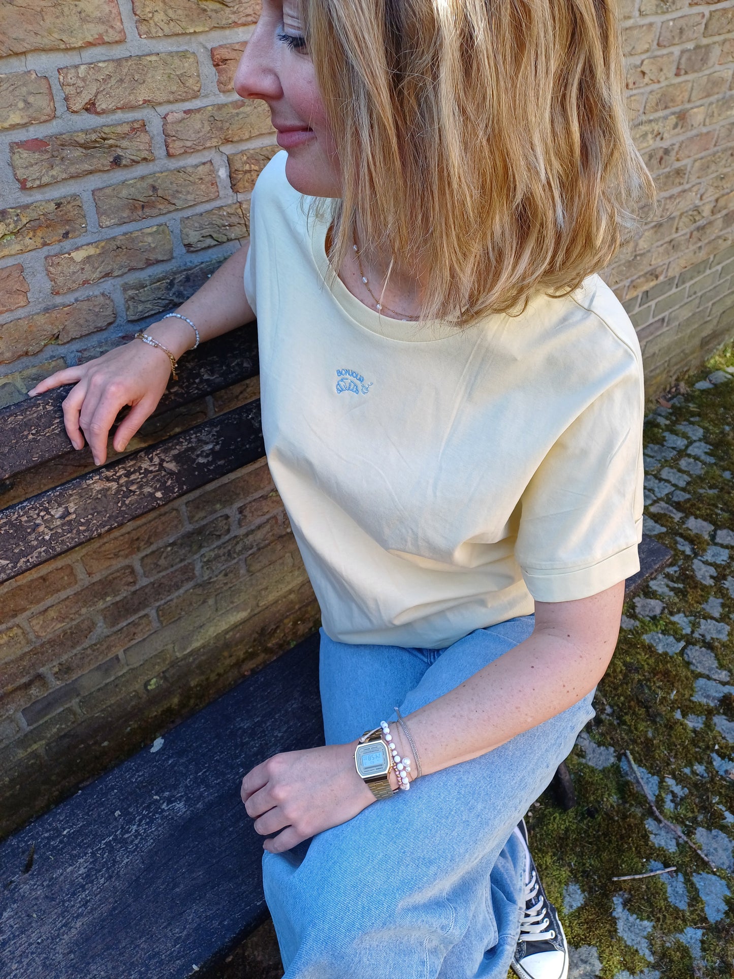 T-shirt BONJOUR yellow