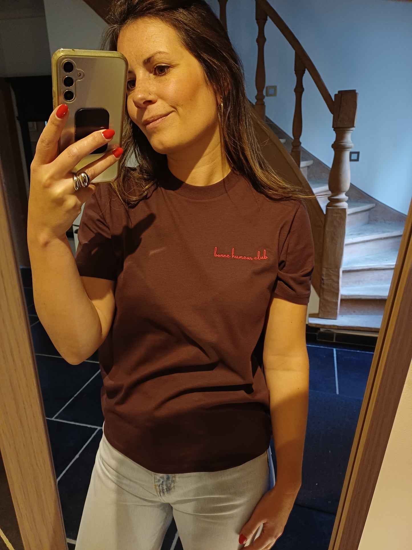 T-shirt bonne humeur - oversized fit brown-red