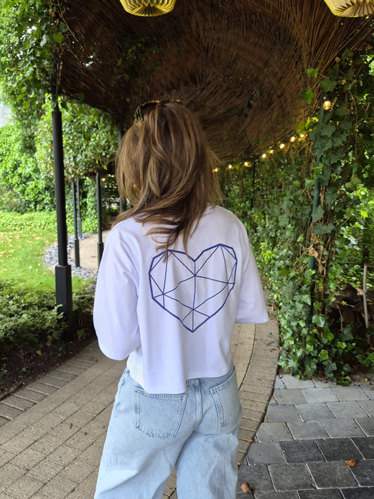 T-shirt BIG HEART White-blue heart