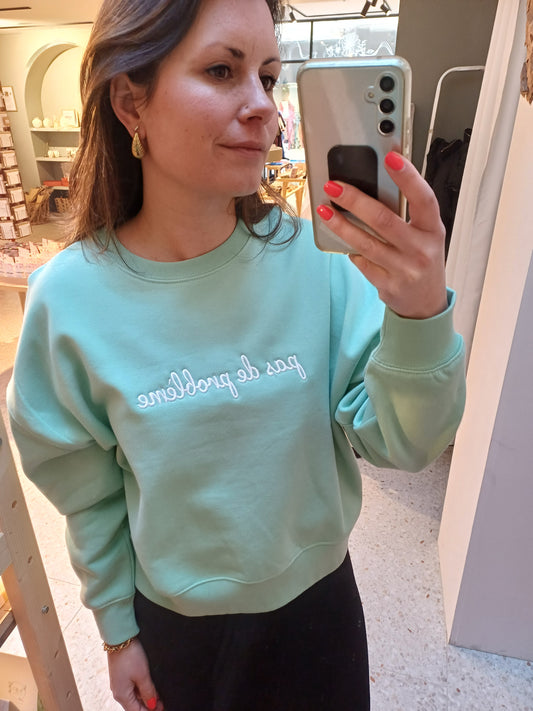 Green sweater Pas de problème