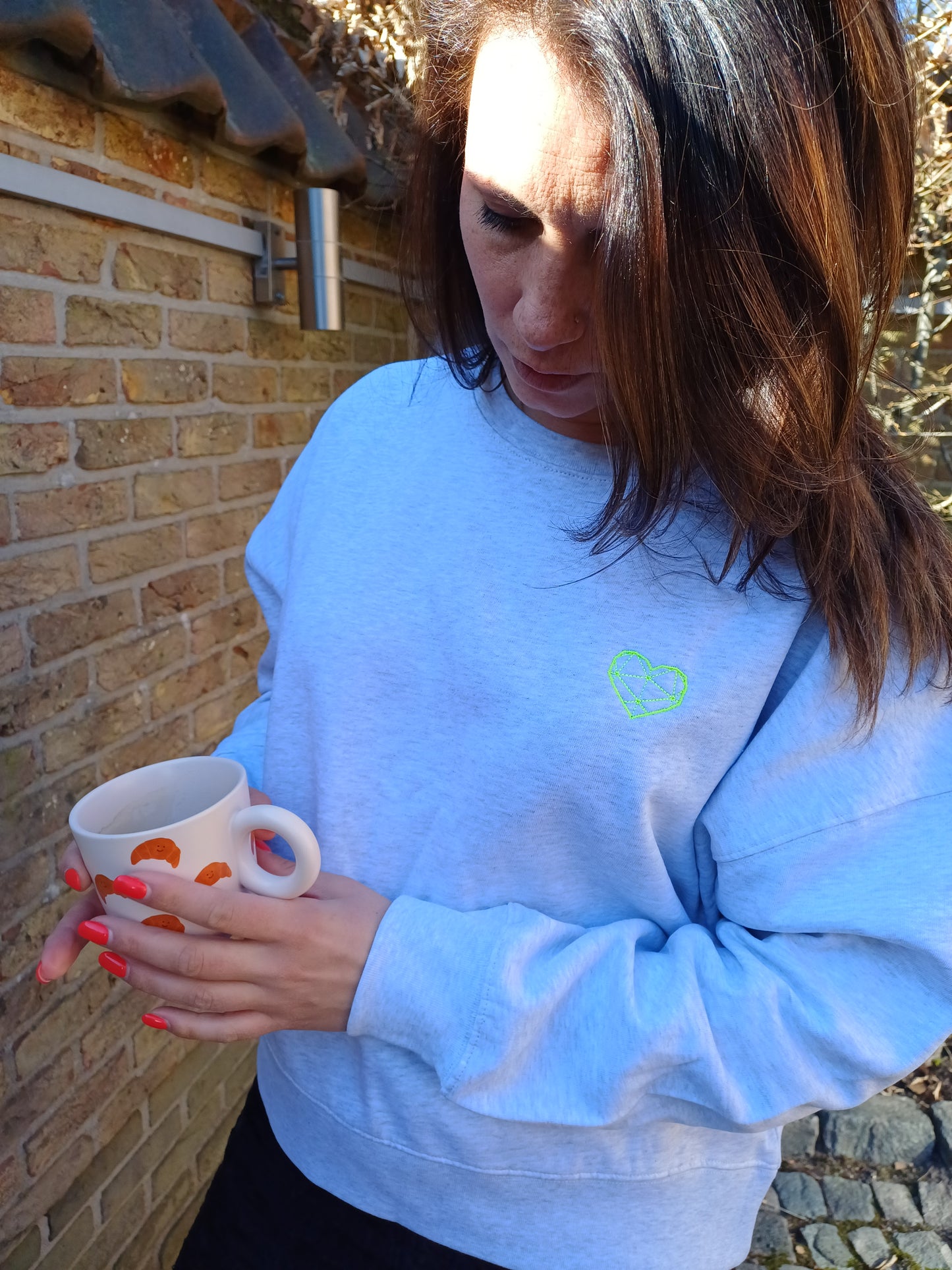 Sweater heart - Cool grey fluo