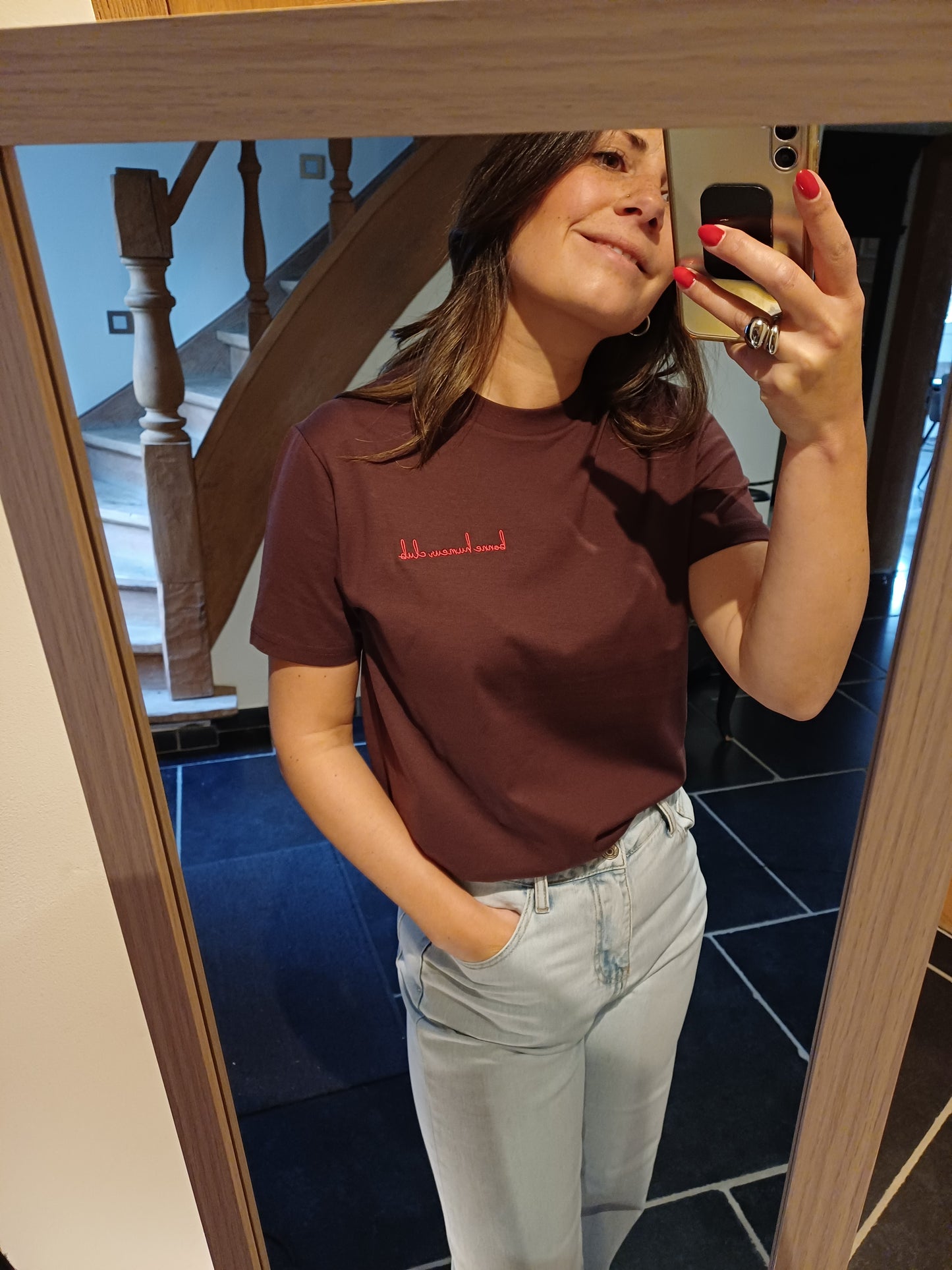 T-shirt bonne humeur - oversized fit brown-red