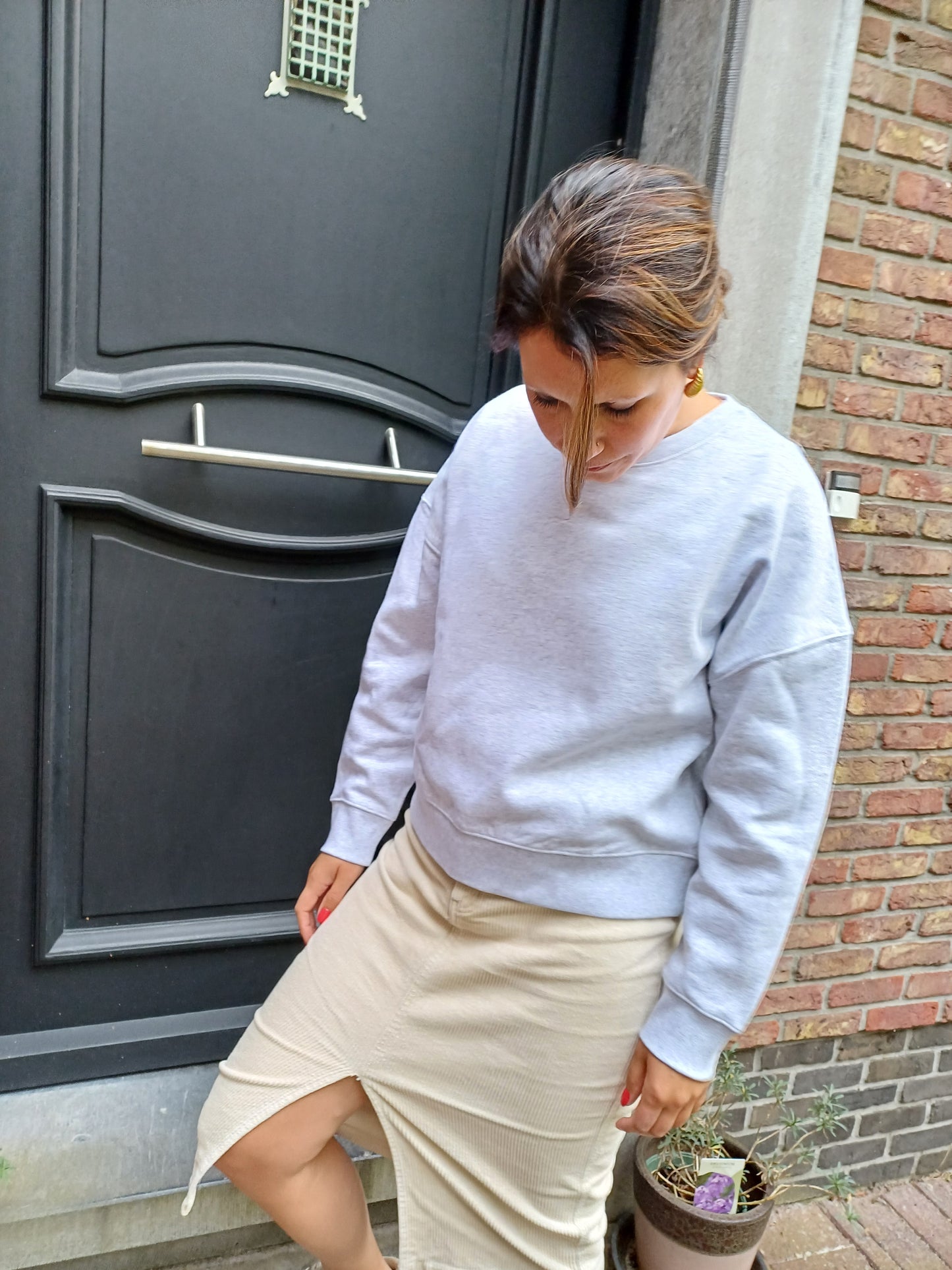 Sweater BIG HEART cool grey